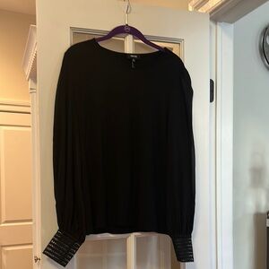 Me + Em Layering Blouse with Sheer Sleeves and Embellished Cuffs